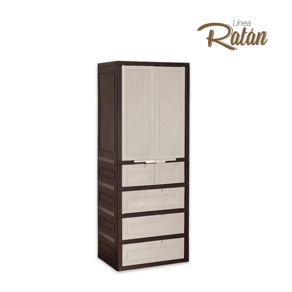 Armario cajonera Deco RATÁN Beige/Café