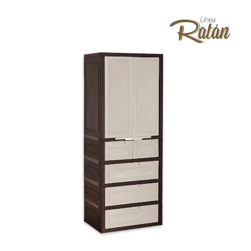 Armario cajonera Deco RATÁN Beige/Café