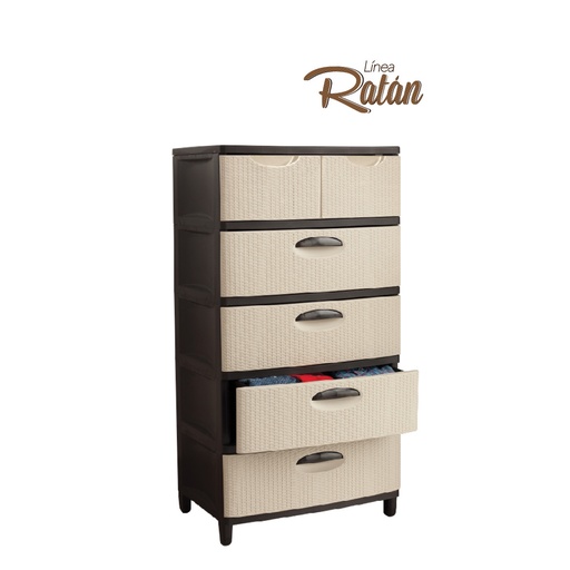 CAJONERA SUPER NOVA 5 PISOS DÚO BEIGE-CAFÉ